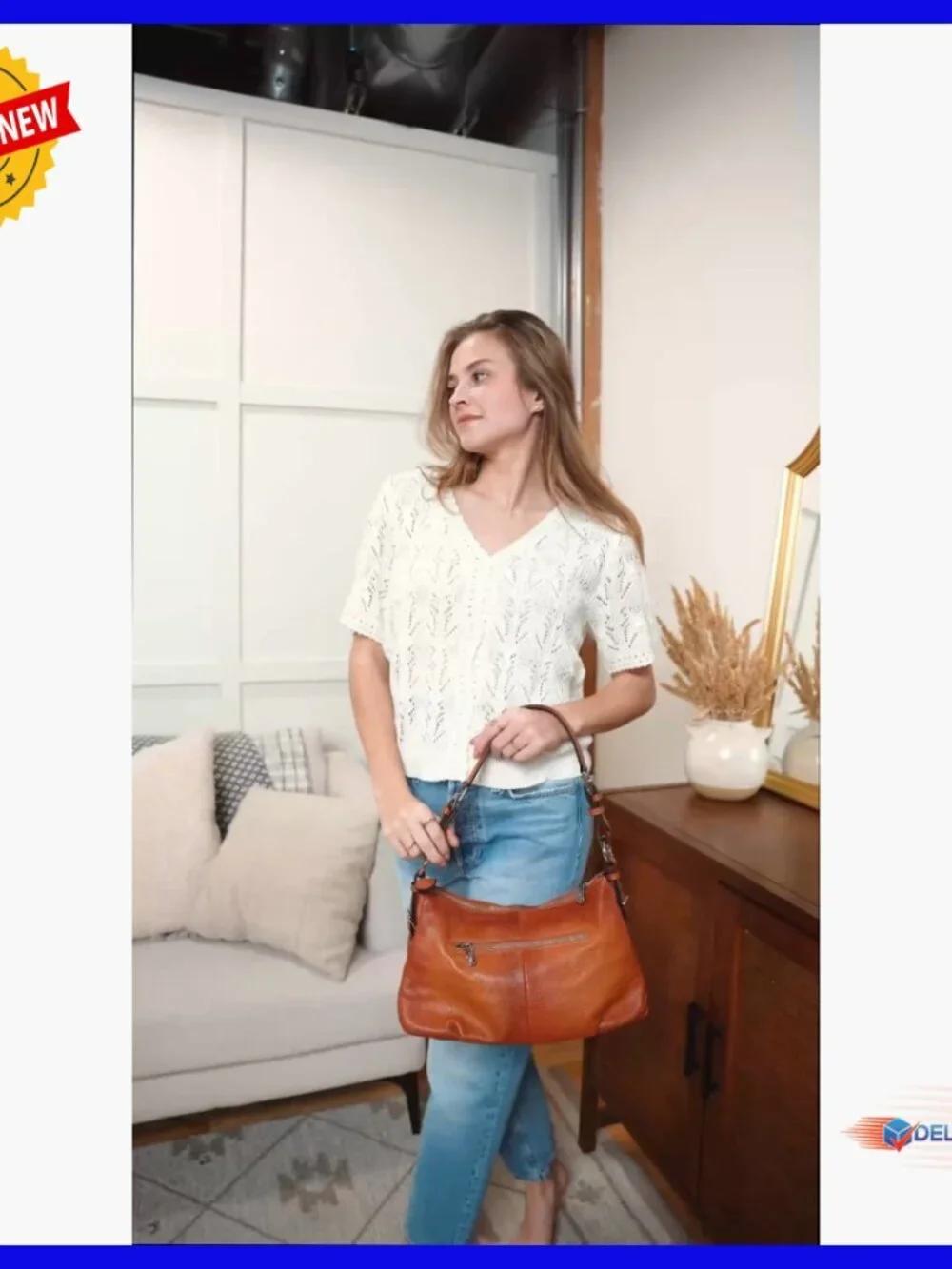 Medium Genuine Leather Hobo Bag with Adjustable Strap Top Handle